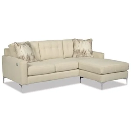 Stationary Tufted Sofa with Chaise Lounge and USB Charging Port